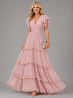 Zoe | Light Pink Elegant Wedding Maxi Dress