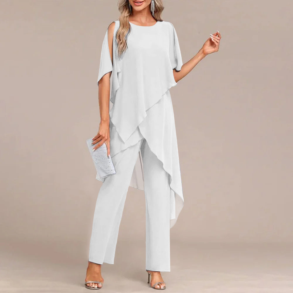 Blue Round Neck Two Piece Set