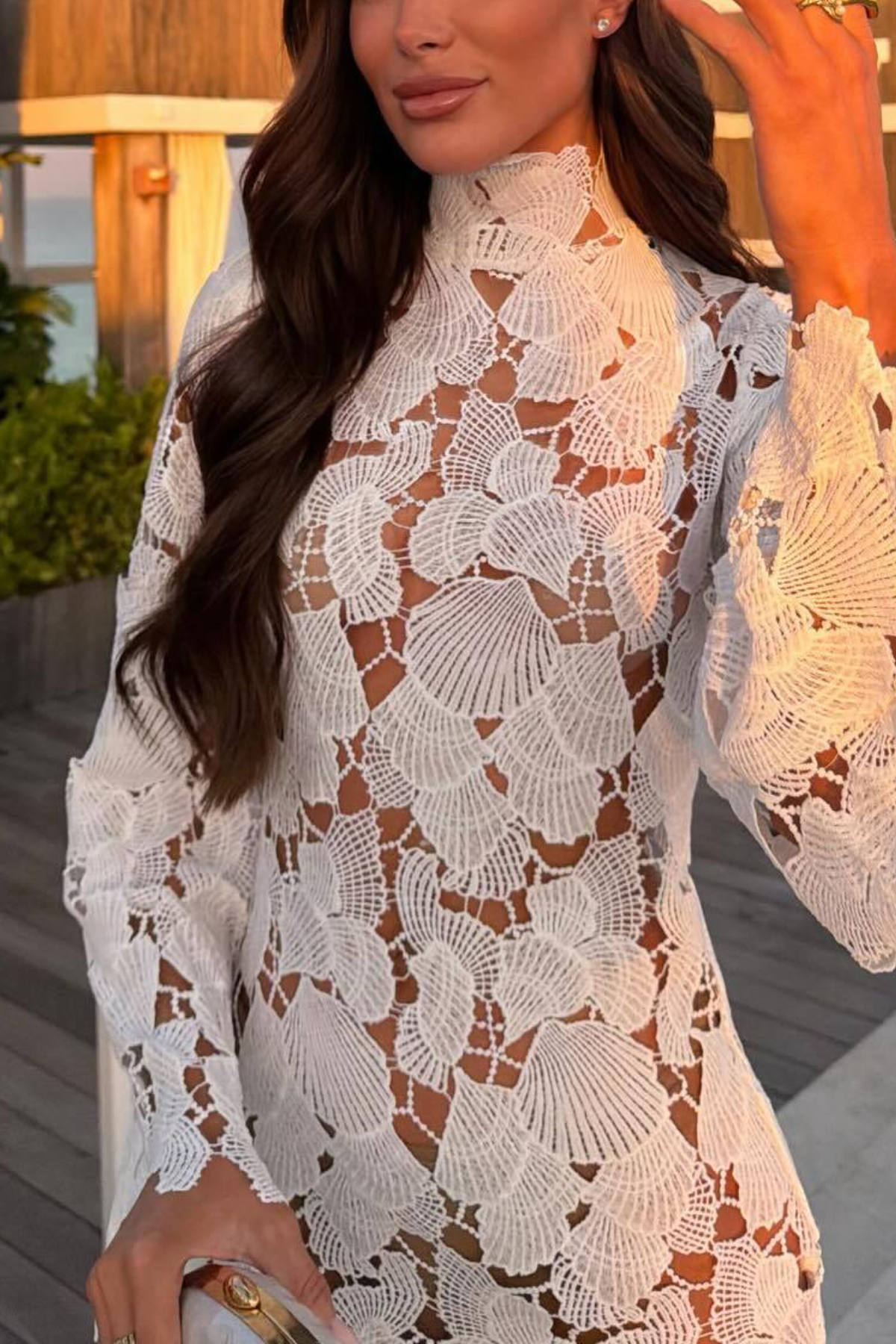 Turquoise Shell Embroidery Dress