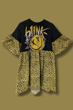 Blink-182 - Neon Yellow Leopard Print Smock Dress
