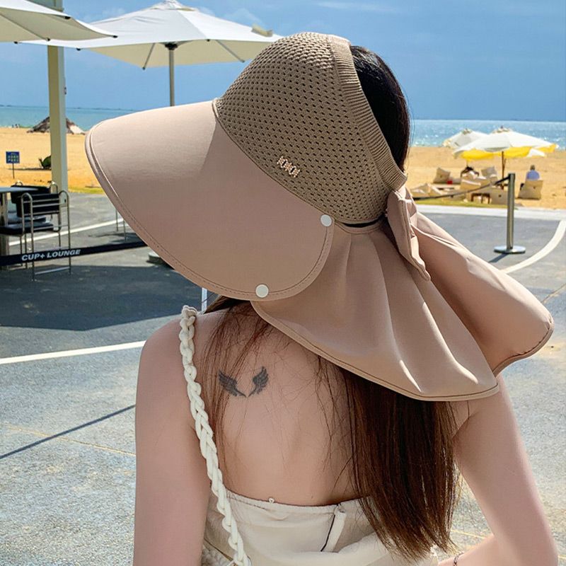 🌞2025 Summer New👒Large-brim Hollow Sunscreen Hat with Removable Neck Shawl