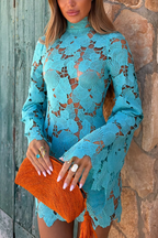 Turquoise Shell Embroidery Dress