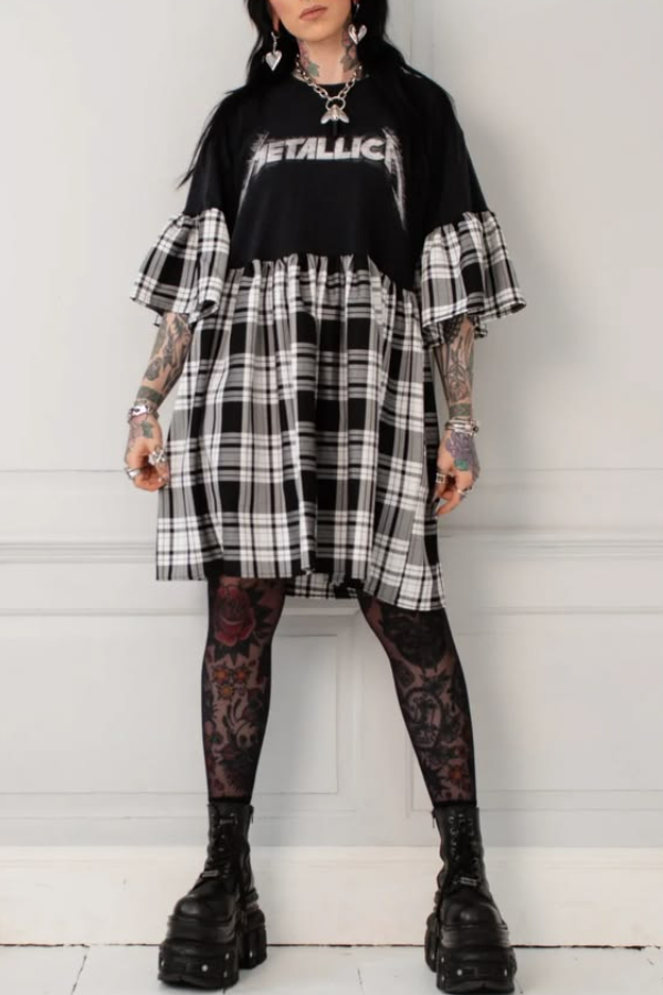 Metallica Puff Sleeve Dress