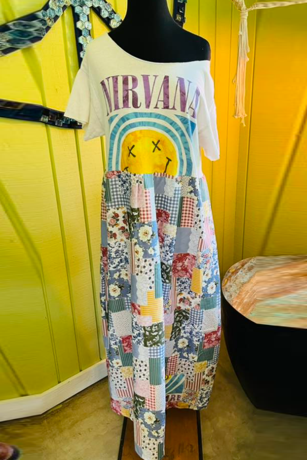 Nirvana Printed Patchwork Dress