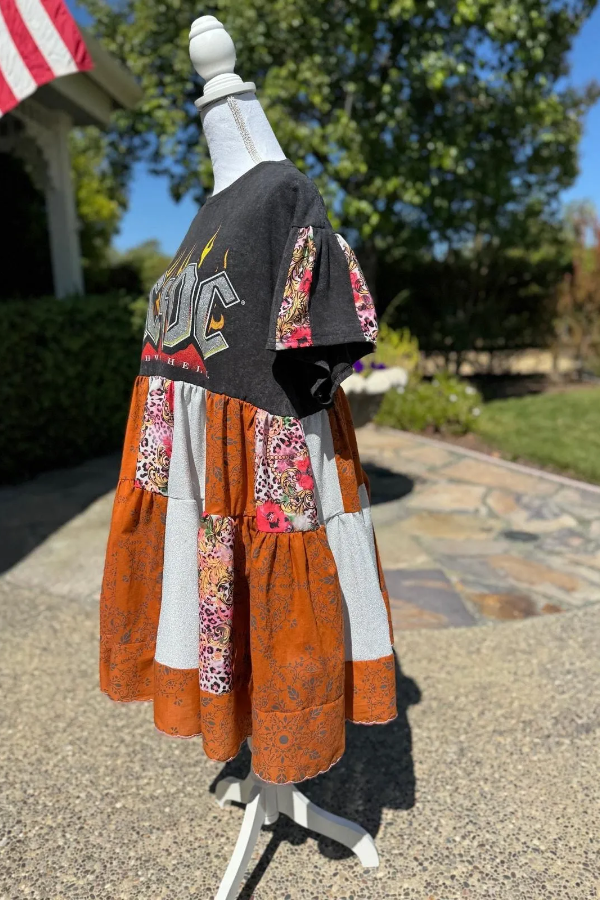 AC/DC Printed Patchwork Dress