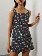 Fish Print Playful Mini Dress