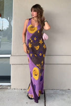 Art Graffiti V-Neck Vest Dress