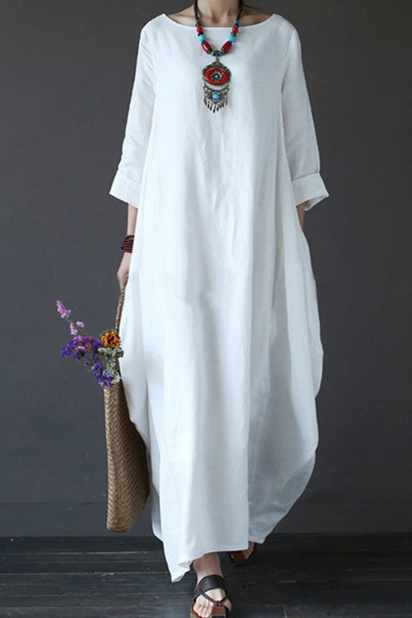 Women's Cotton And Linen Loose Plus Size Dress