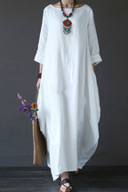 Women's Cotton And Linen Loose Plus Size Dress