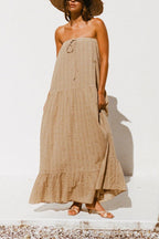 Drawstring Draped Holiday Style Dress