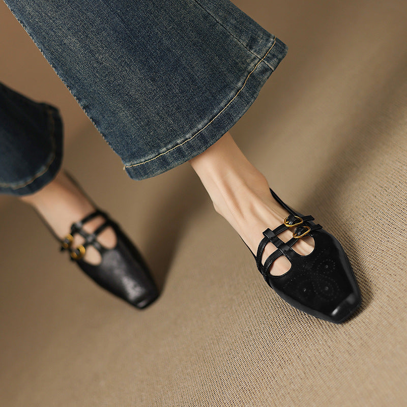 Ceyla | Brogued Double-Strap Flat