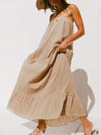 Drawstring Draped Holiday Style Dress