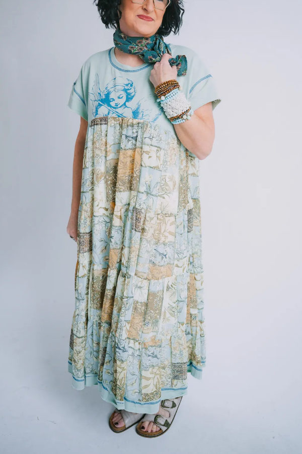 Angel Short Sleeve Green Dress