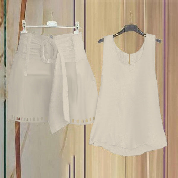 Fresh Sleeveless Green Two Piece Set