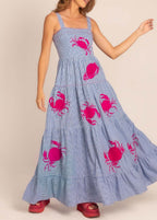 Pink Crab Check Maxi Dress