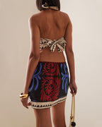 Vacation sexy halterneck printed dress