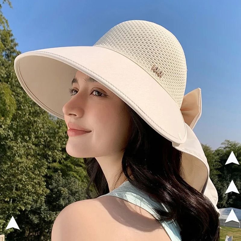 🌞2025 Summer New👒Large-brim Hollow Sunscreen Hat with Removable Neck Shawl