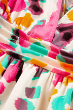 Pink Boho Tie-dye Print V Neck Maxi Dress
