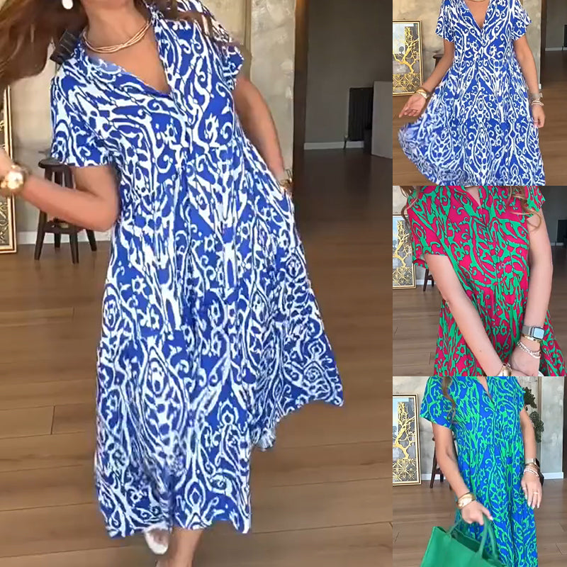 ⏳Time-limited Special⏰Women's Casual Print A-Line Long Dress