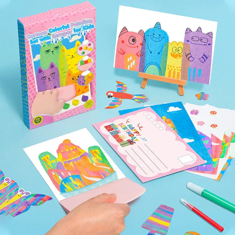 💥HOT SALE 50% OFF💥Cartoon Colorful Painting Set with Scraper for Kids