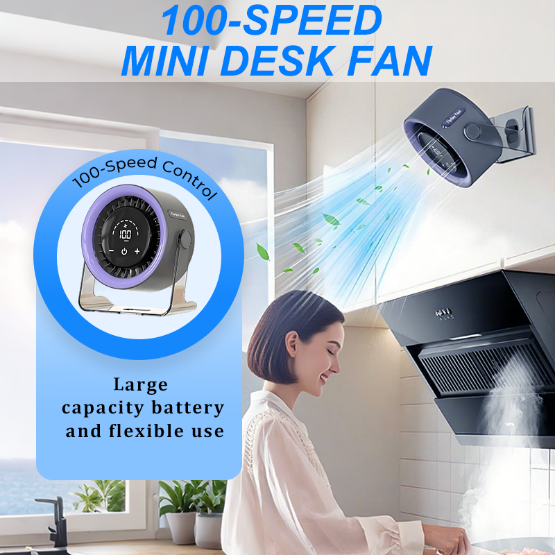 100-Speed Mini Desk Fan with Digital Display