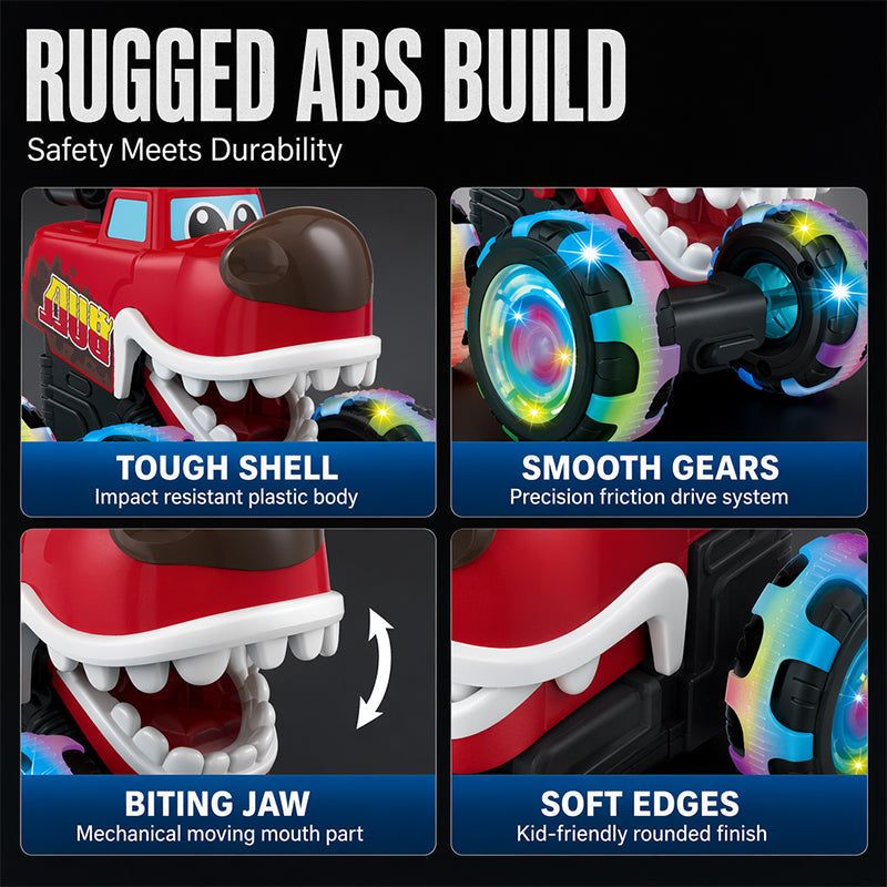 Kids Press and Go Monster Toy Truck with Light Up Wheels