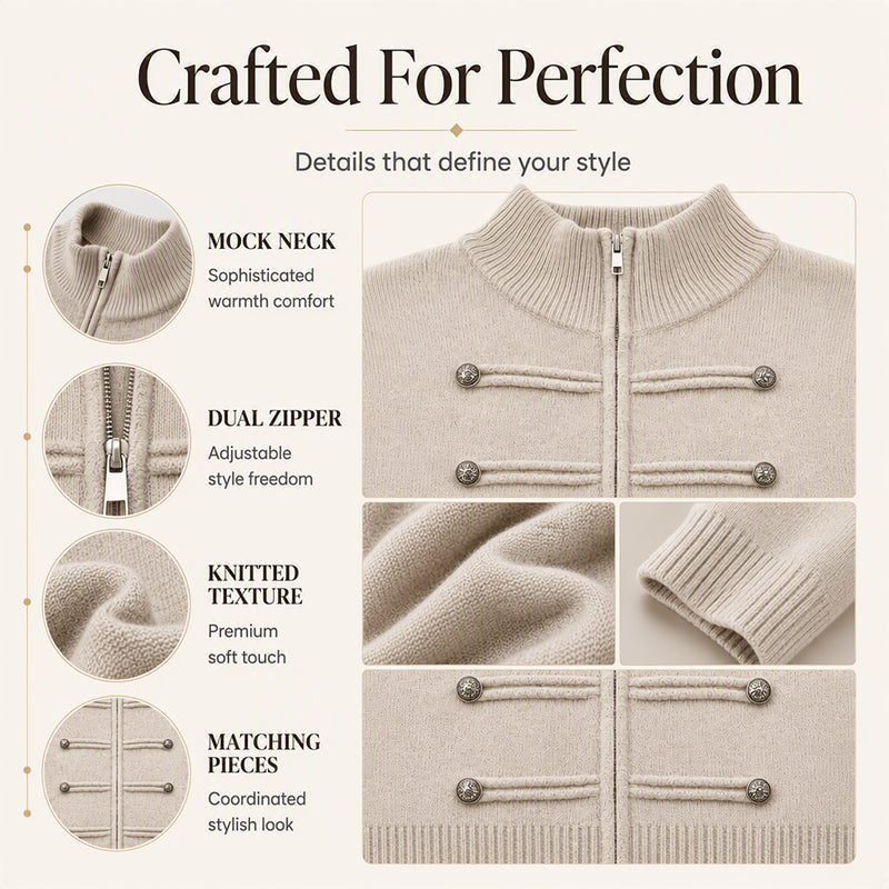 ⏳LAST DAY: ANNIVERSARY SALE, ONLY $49,99! Effortless Elegance | Women's Casual Double Zipper Sweater Jacket