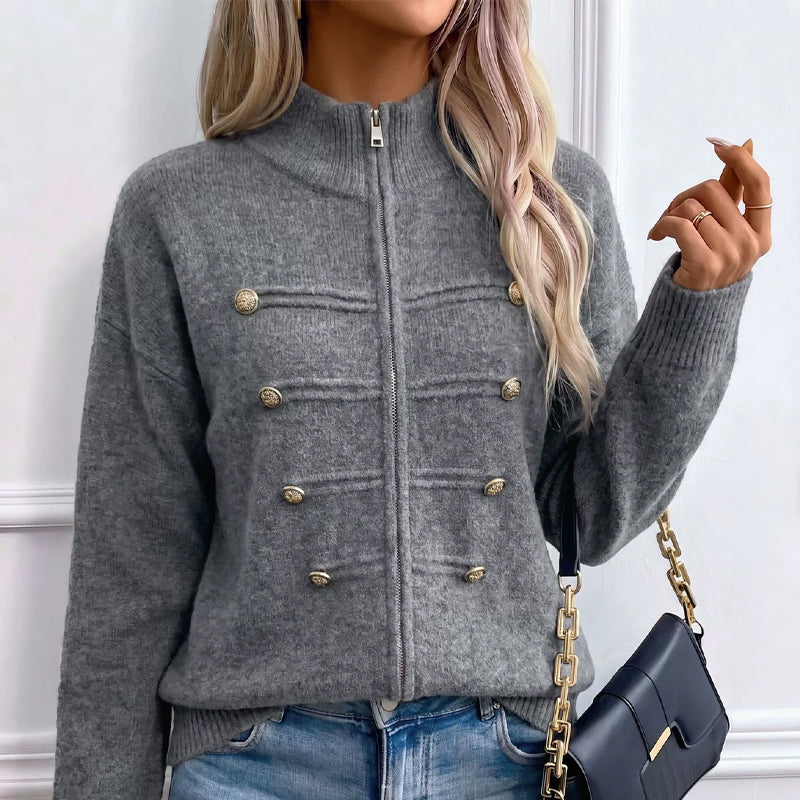 ⏳LAST DAY: ANNIVERSARY SALE, ONLY $49,99! Effortless Elegance | Women's Casual Double Zipper Sweater Jacket