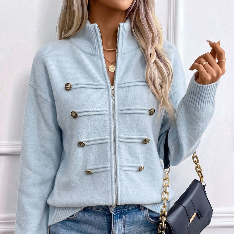 ⏳LAST DAY: ANNIVERSARY SALE, ONLY $49,99! Effortless Elegance | Women's Casual Double Zipper Sweater Jacket