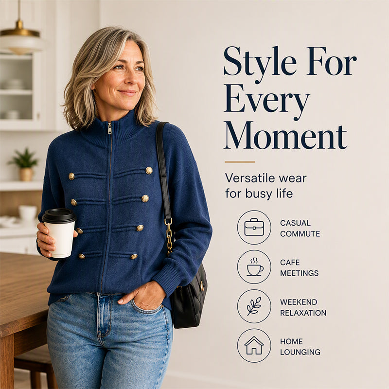 ⏳LAST DAY: ANNIVERSARY SALE, ONLY $49,99! Effortless Elegance | Women's Casual Double Zipper Sweater Jacket