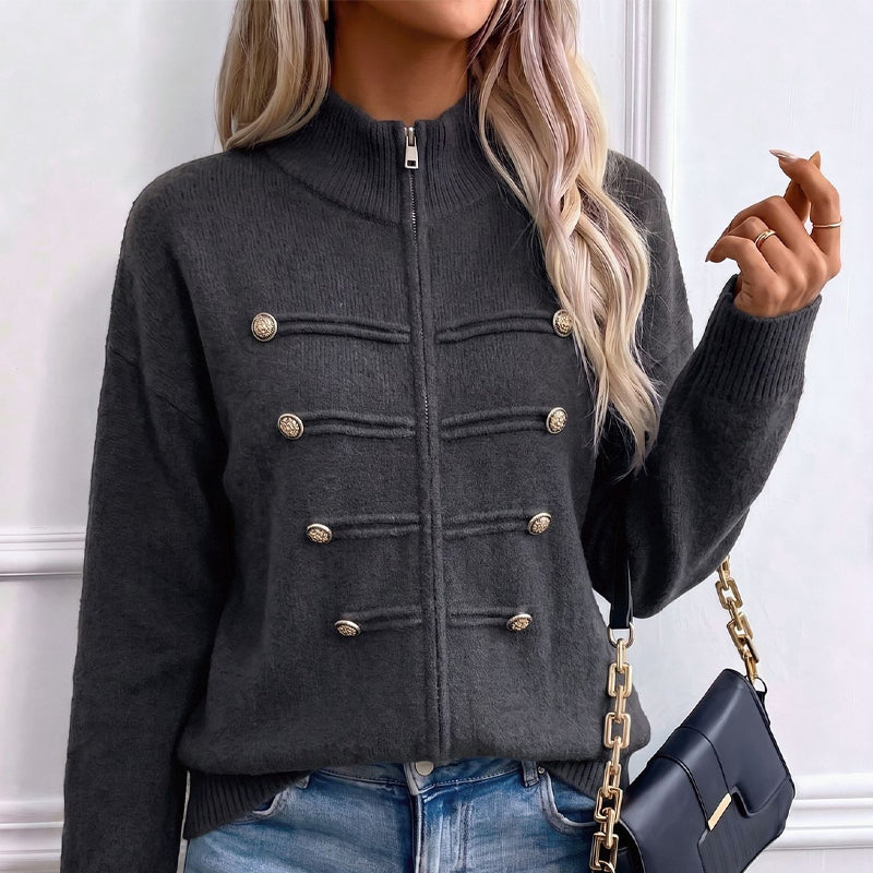 ⏳LAST DAY: ANNIVERSARY SALE, ONLY $49,99! Effortless Elegance | Women's Casual Double Zipper Sweater Jacket